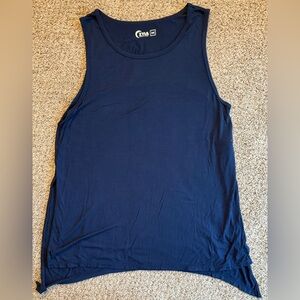 Zyia Long Finesse Slit Navy Tank